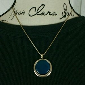 Claire's blue & silver tone circle 18" necklace